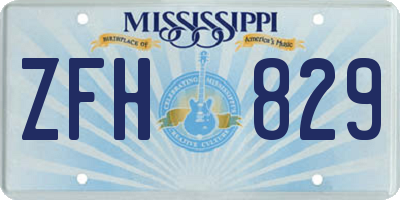 MS license plate ZFH829