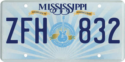 MS license plate ZFH832