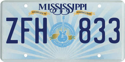 MS license plate ZFH833