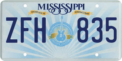 MS license plate ZFH835