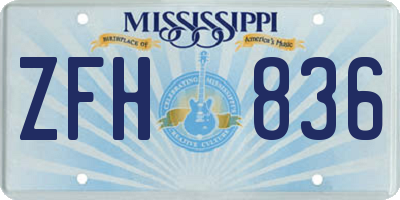 MS license plate ZFH836