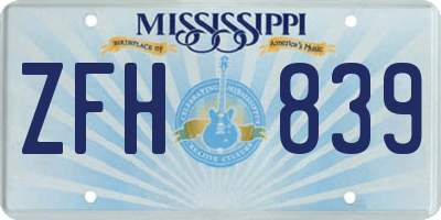 MS license plate ZFH839