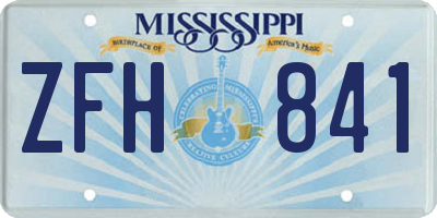 MS license plate ZFH841