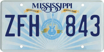 MS license plate ZFH843