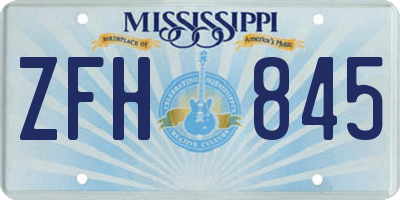 MS license plate ZFH845