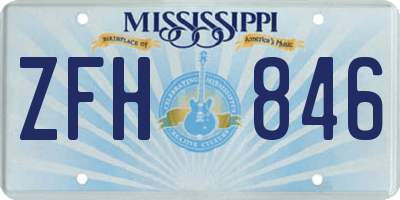 MS license plate ZFH846