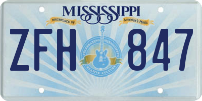 MS license plate ZFH847