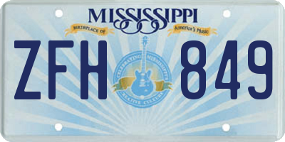 MS license plate ZFH849