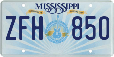 MS license plate ZFH850