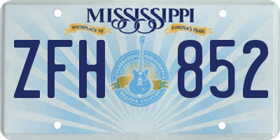 MS license plate ZFH852