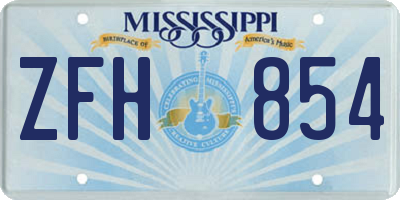 MS license plate ZFH854