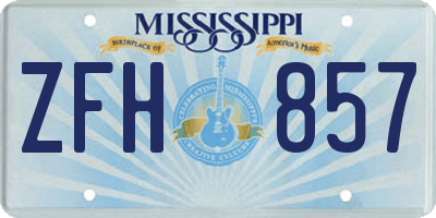 MS license plate ZFH857