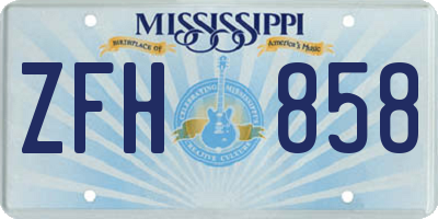 MS license plate ZFH858