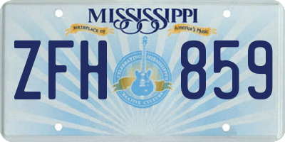MS license plate ZFH859