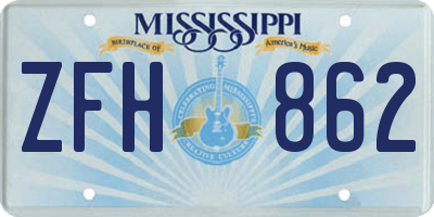 MS license plate ZFH862