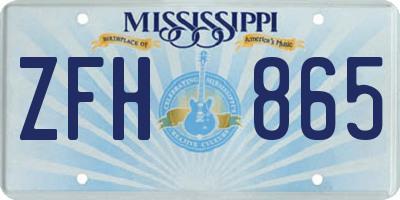 MS license plate ZFH865