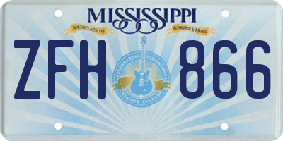 MS license plate ZFH866