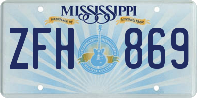 MS license plate ZFH869