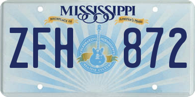 MS license plate ZFH872