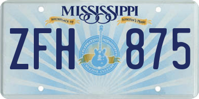 MS license plate ZFH875