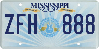 MS license plate ZFH888