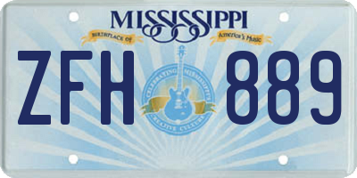MS license plate ZFH889