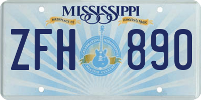 MS license plate ZFH890