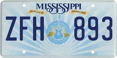 MS license plate ZFH893