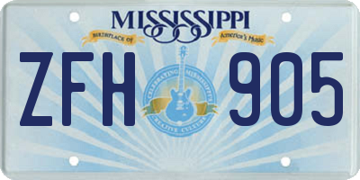 MS license plate ZFH905