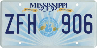 MS license plate ZFH906
