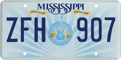 MS license plate ZFH907