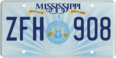 MS license plate ZFH908