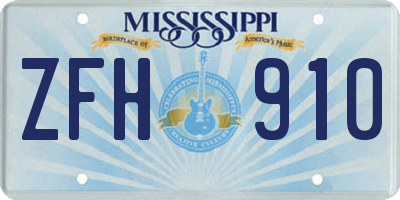 MS license plate ZFH910