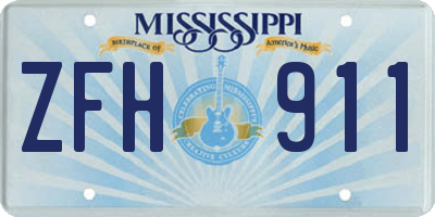 MS license plate ZFH911