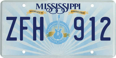 MS license plate ZFH912