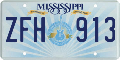 MS license plate ZFH913