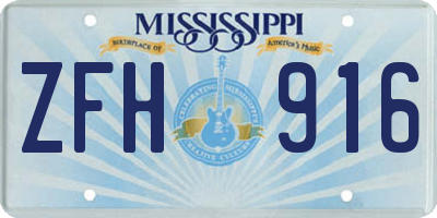 MS license plate ZFH916