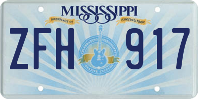 MS license plate ZFH917