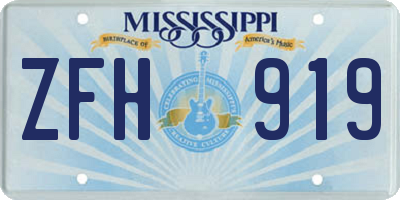 MS license plate ZFH919
