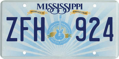MS license plate ZFH924