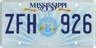 MS license plate ZFH926