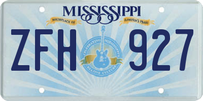MS license plate ZFH927