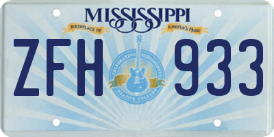MS license plate ZFH933