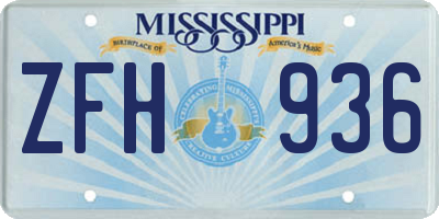 MS license plate ZFH936