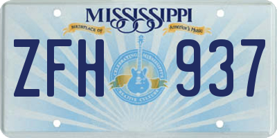 MS license plate ZFH937