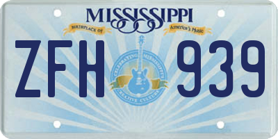 MS license plate ZFH939