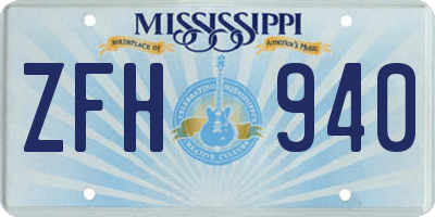 MS license plate ZFH940