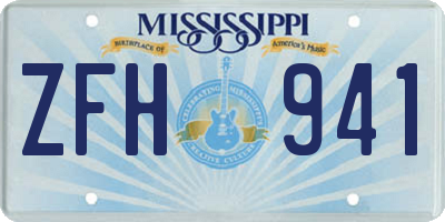 MS license plate ZFH941
