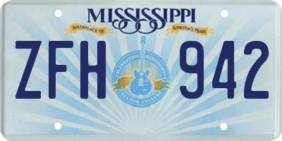 MS license plate ZFH942