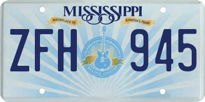 MS license plate ZFH945